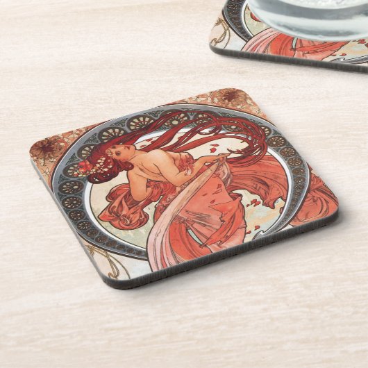 Alphonse Mucha Dance 1898 Art  Bier Onderzetter (Linkerzijde)