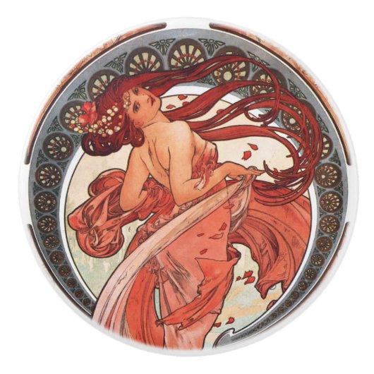 Alphonse Mucha Dance 1898 Art Keramische Knop (Voorkant)
