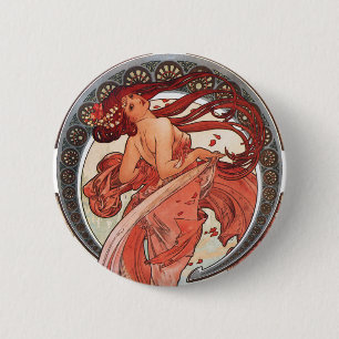 Alphonse Mucha Dance 1898 Art  Ronde Button 5,7 Cm