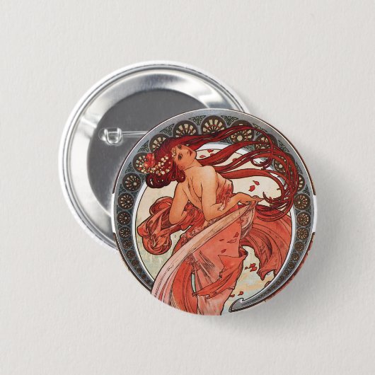 Alphonse Mucha Dance 1898 Art  Ronde Button 5,7 Cm (Voorkant /achterkant)