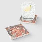 Alphonse Mucha Dance 1898 Art  Stenen Onderzetter (Zijkant)