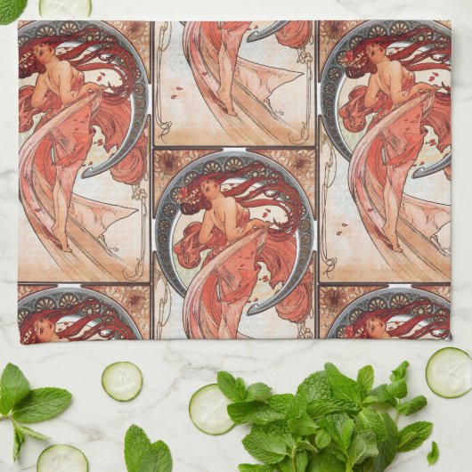 Alphonse Mucha Dance 1898 Art  Theedoek (Gevouwen)