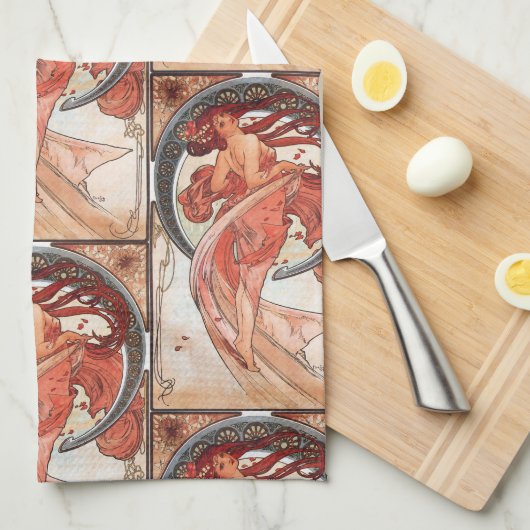 Alphonse Mucha Dance 1898 Art  Theedoek (Quarter Fold)