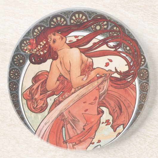 Alphonse Mucha Dance 1898 Art  Zandsteen Onderzetter (Voorkant)