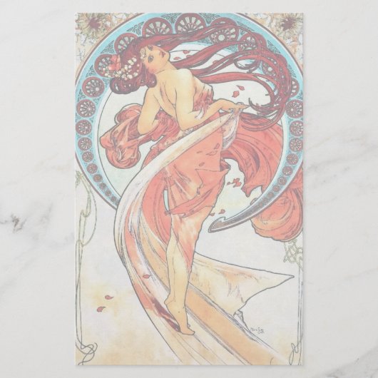 Alphonse Mucha Dance  Art Nouveau Painting Briefpapier (Voorkant)