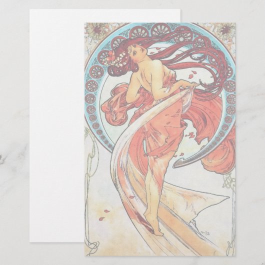 Alphonse Mucha Dance  Art Nouveau Painting Briefpapier (Voorkant / Achterkant)