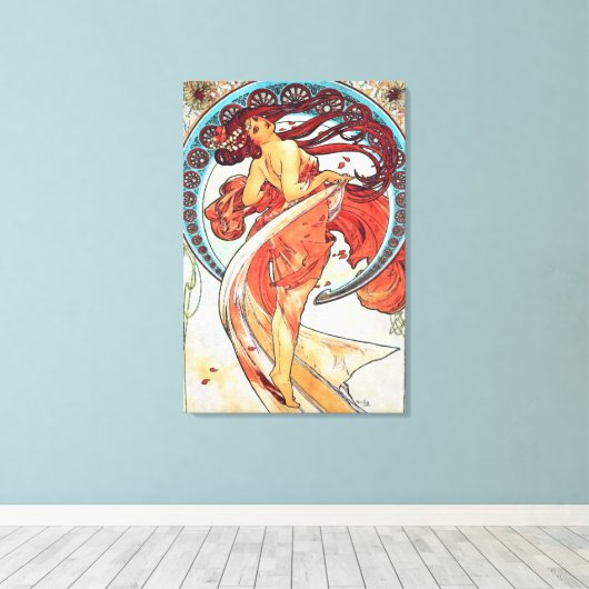 Alphonse Mucha Dance Art Nouveau Painting Canvas Afdruk (Insitu (Houten vloer))