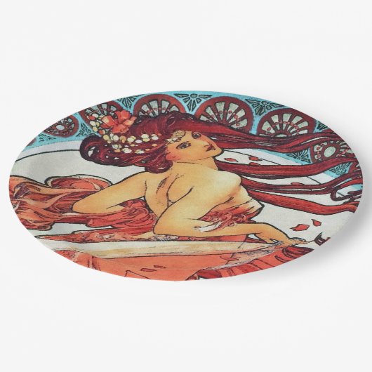 Alphonse Mucha Dance  Art Nouveau Painting Papieren Bordje (Gekanteld)