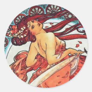 Alphonse Mucha Dance Art Nouveau Painting Ronde Sticker