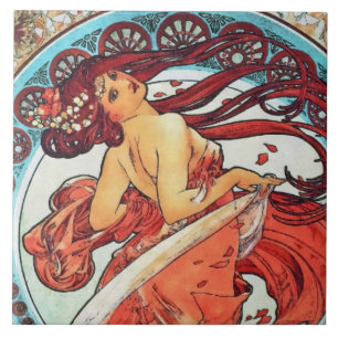 Alphonse Mucha Dance  Art Nouveau Painting Tegeltje