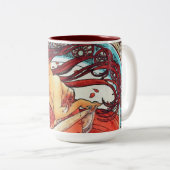 Alphonse Mucha Dance  Art Nouveau Painting Tweekleurige Koffiemok (Voorkant rechts)