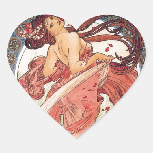 Alphonse Mucha , “ Dance ” Hart Sticker (Voorkant)