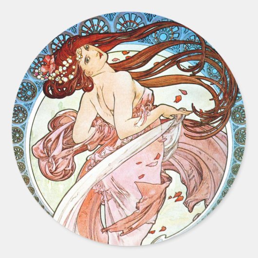 Alphonse Mucha Dance Ronde Sticker (Voorkant)