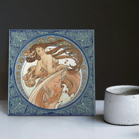 Alphonse Mucha "Dancing" Art Tegeltje