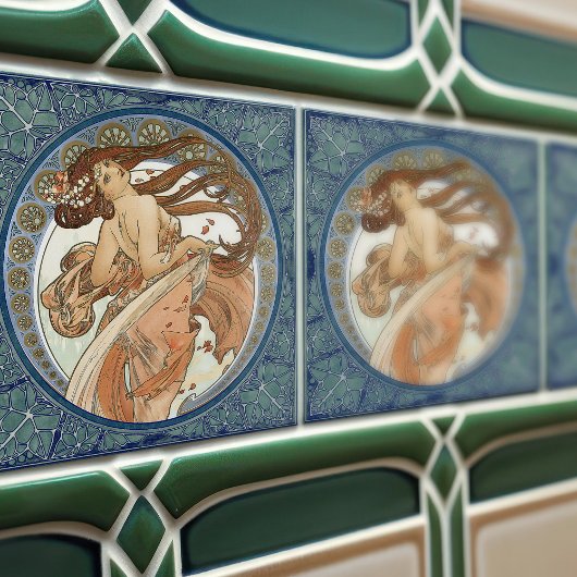 Alphonse Mucha "Dancing" Art Tegeltje