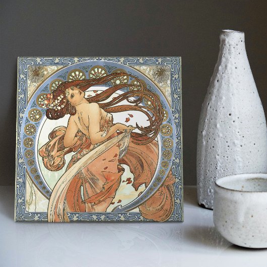 Alphonse Mucha "Dancing" Art  Tegeltje