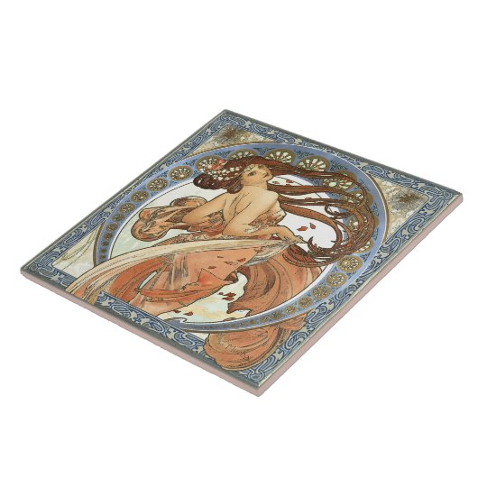 Alphonse Mucha "Dancing" Art  Tegeltje (Zijkant)