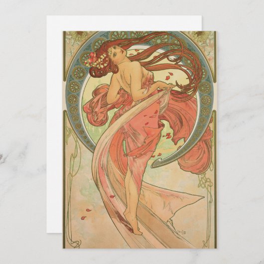 Alphonse Mucha - Dans Feestdagenkaart (Voorkant / Achterkant)