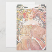 Alphonse Mucha Daydroom Floral  Art Nouveau Briefpapier (Voorkant / Achterkant)