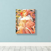 Alphonse Mucha Daydroom Floral  Art Nouveau Canvas Afdruk (Insitu (Houten vloer))