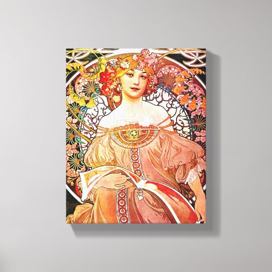 Alphonse Mucha Daydroom Floral  Art Nouveau Canvas Afdruk (Voorkant)