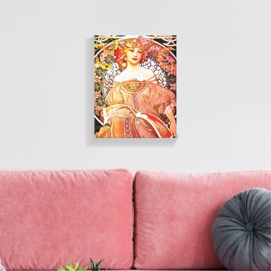 Alphonse Mucha Daydroom Floral  Art Nouveau Canvas Afdruk (Insitu (Woonkamer))