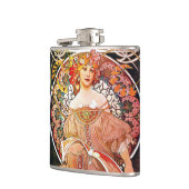 Alphonse Mucha Daydroom Floral  Art Nouveau Heupfles (Links)