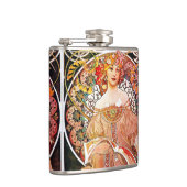 Alphonse Mucha Daydroom Floral  Art Nouveau Heupfles (Rechts)