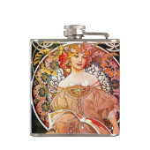 Alphonse Mucha Daydroom Floral  Art Nouveau Heupfles (Achterkant)