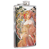 Alphonse Mucha Daydroom Floral  Art Nouveau Heupfles (Rechts)