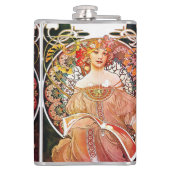 Alphonse Mucha Daydroom Floral  Art Nouveau Heupfles (Achterkant)