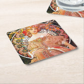 Alphonse Mucha Daydroom Floral  Art Nouveau Kartonnen Onderzetters (Schuin)