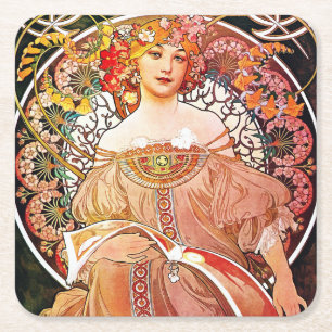 Alphonse Mucha Daydroom Floral  Art Nouveau Kartonnen Onderzetters