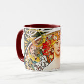 Alphonse Mucha Daydroom Floral  Art Nouveau Mok (Voorkant links)