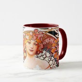 Alphonse Mucha Daydroom Floral  Art Nouveau Mok (Voorkant rechts)