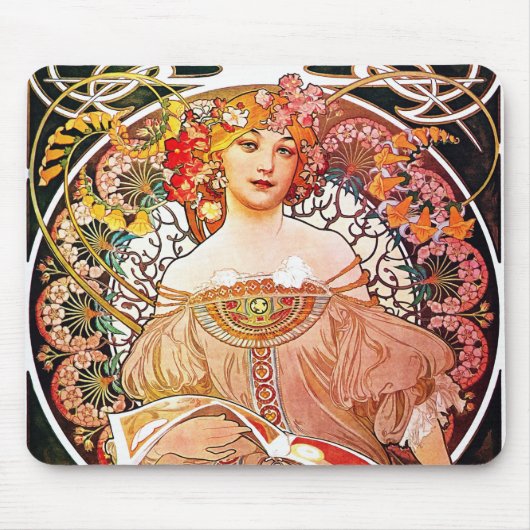 Alphonse Mucha Daydroom Floral Art Nouveau Muismat (Voorkant)