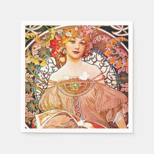 Alphonse Mucha Daydroom Floral  Art Nouveau Servet