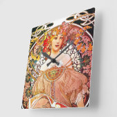 Alphonse Mucha Daydroom Floral Art Nouveau Vierkante Klok (Hoek)