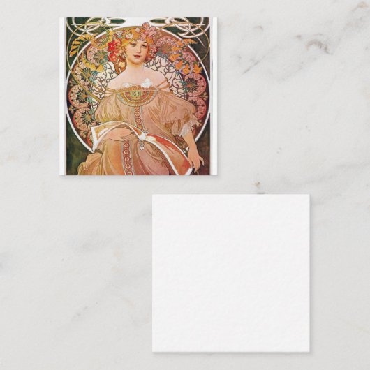Alphonse Mucha - Daydroom Vierkante Visitekaartje (Voorkant / Achterkant)