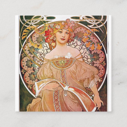 Alphonse Mucha - Daydroom Vierkante Visitekaartje (Voorkant)