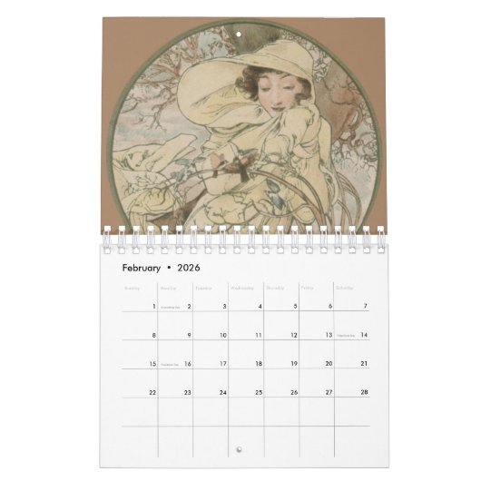 Alphonse Mucha De 12 maanden Art Nouveau Kalender (Feb 2026)
