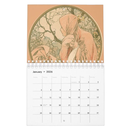 Alphonse Mucha De 12 maanden Art Nouveau Kalender (Jan 2026)