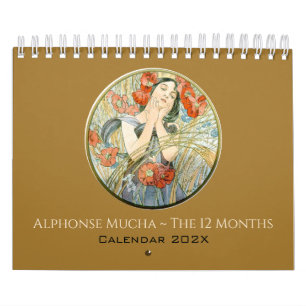 Alphonse Mucha de 12 maanden Art Nouveau Kalender