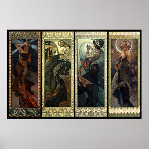 Alphonse Mucha de maan en de sterren Poster