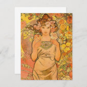 Alphonse Mucha De Roos nodigt uit Kaart (Voorkant / Achterkant)