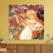 Alphonse Mucha, De seizoenen (1896) Lente Canvas Afdruk (Insitu (Woonkamer))