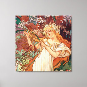Alphonse Mucha, De seizoenen (1896) Lente Canvas Afdruk