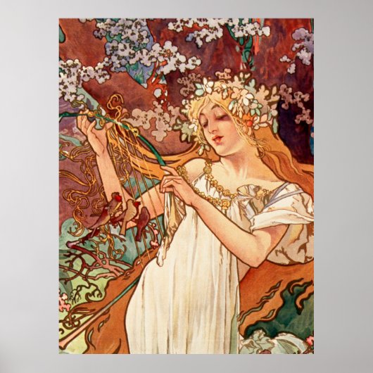 Alphonse Mucha, De seizoenen (1896) Lente Poster (Voorkant)