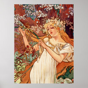 Alphonse Mucha, De seizoenen (1896) Lente Poster