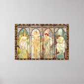 Alphonse Mucha - De tijden van de dag Canvas Afdruk (Voorkant)